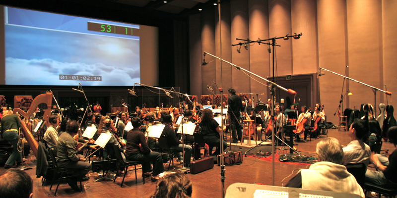Ryan Shore conducting his score for the poignant 2009 animated short, ARTICLES OF WAR, at Skywalker Ranch.
