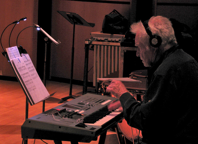Renowned keyboardist and composer Dave Grusin rehearses on Day 3.