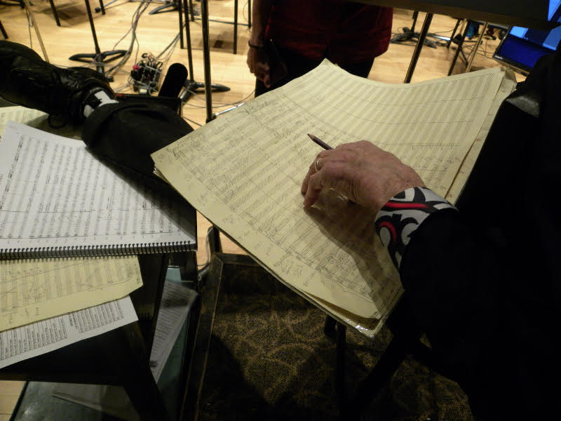 Gerry Fried checking his music manuscript.